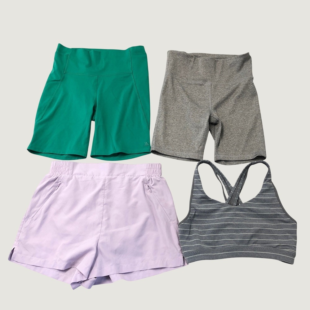 Athleta Gap All in Motion Aqua Activewear Bundle Women Small 4pc Shorts Bra Set